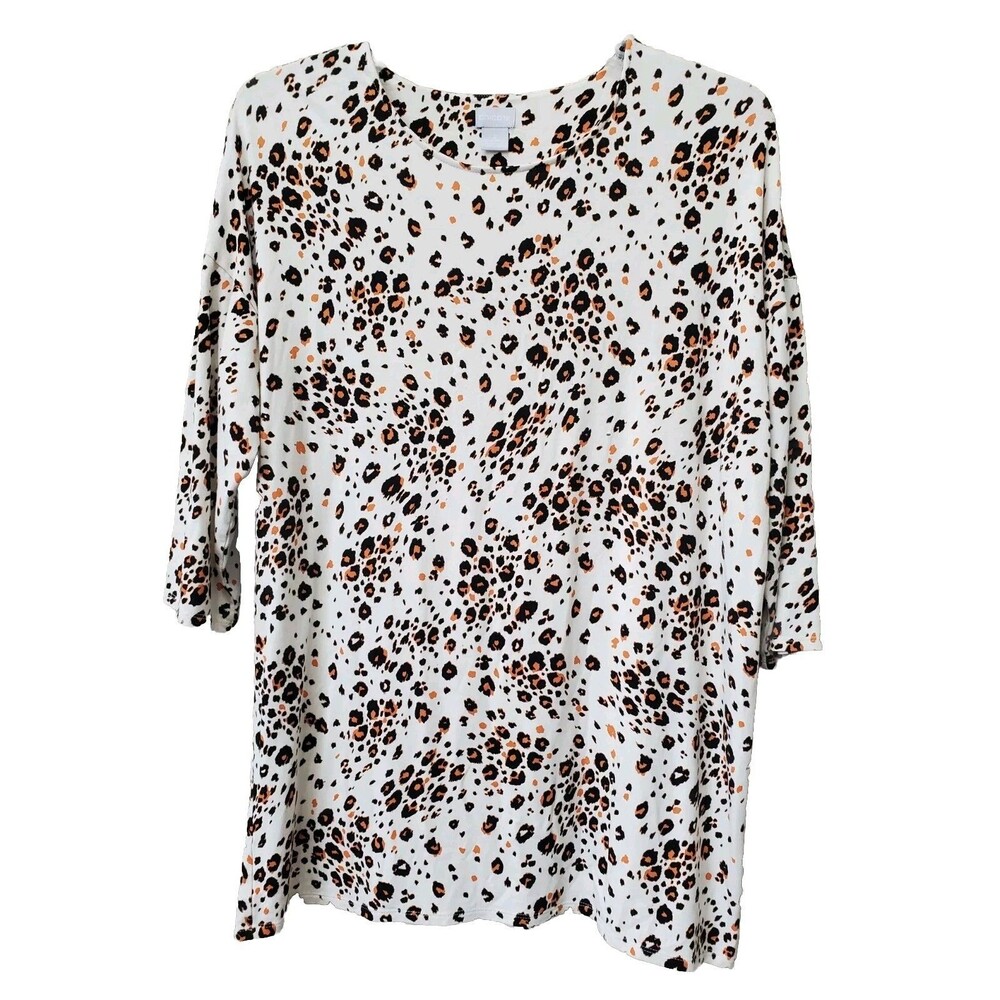 Chico's Touch of Cool Animal Print Wedge Tunic Size 2 Large Stretchy Jersey Knit